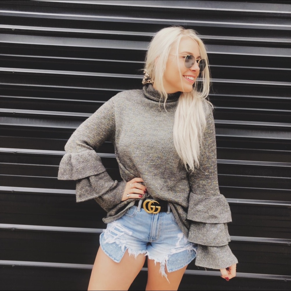 Mock neck Bell Sleeve Sweater Knox Rose